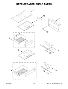 07 - Refrigerator Shelf Parts Diagram and Parts List for JBSS48E22L01  Whirlpool Refrigerator