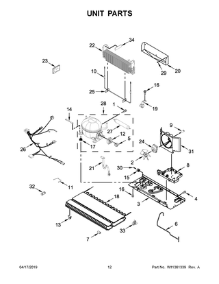 Unit Parts Diagram and Parts List for WRF555SDHV02  Whirlpool Refrigerator