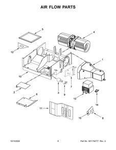 05 - Air Flow Parts Diagram and Parts List for WMMS3130RS00  Whirlpool Microwave