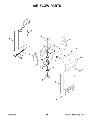 Air Flow Parts Diagram and Parts List for WRS315SDHZ03  Whirlpool Refrigerator