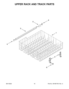 Upper Rack And Track Parts Diagram and Parts List for WDF341PAPT0  Whirlpool Dishwasher