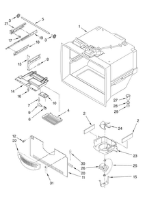 Freezer Liner Parts Diagram and Parts List for GX5FHTXTS11  Whirlpool Refrigerator