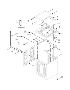 Top And Cabinet Parts Diagram and Parts List for 7MWTW4925EW0  Whirlpool Washer