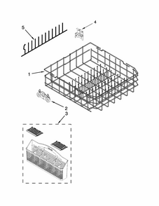 Lower Rack Parts Diagram and Parts List for 66513699N412  Kenmore Dishwasher