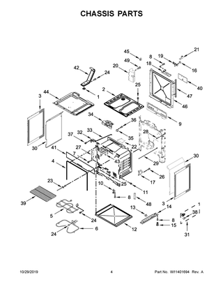 Chassis Parts Diagram and Parts List for WEC310SAGS3  Whirlpool Range