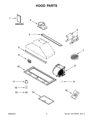 Hood Parts Diagram and Parts List for IXL5430DS1  Whirlpool Range Hood