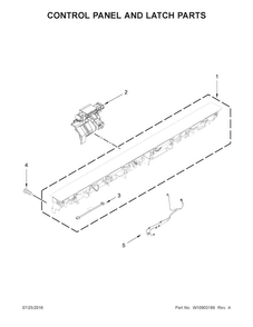 Control Panel And Latch Parts Diagram and Parts List for KDTM384ESS1  KitchenAid Dishwasher