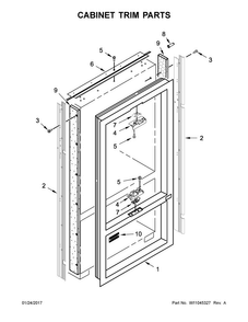 Cabinet Trim Parts Diagram and Parts List for KBFN502ESS02  KitchenAid Refrigerator