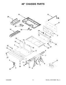 48 Inch Chassis Parts Diagram and Parts List for KFDC558JBK01  Whirlpool Range