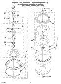 AGITATOR, BASKET AND TUB PARTS Diagram and Parts List for LSQ9010LG1  Whirlpool Washer