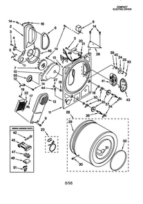 Bulkhead Diagram and Parts List for LDR3822DQ3  Whirlpool Dryer