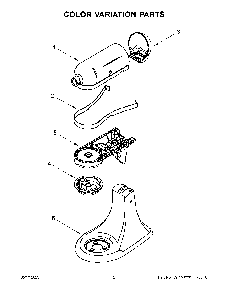 Color Variation Parts Diagram and Parts List for 5KSM192XDAAC0  KitchenAid Mixer