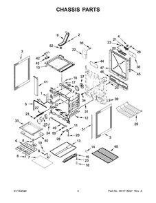 Chassis Parts Diagram and Parts List for WEE750H0HV5  Whirlpool Range