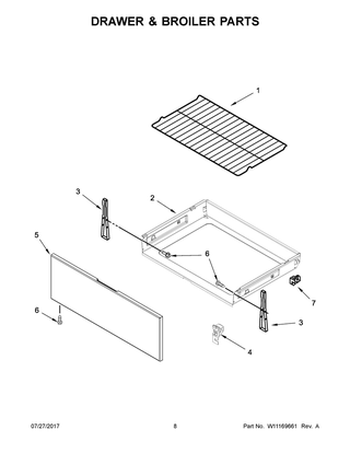 Drawer & Broiler Parts Diagram and Parts List for IES426AS1  Whirlpool Range