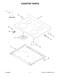 Cooktop Parts Diagram and Parts List for WFE525S0JT4  Whirlpool Range