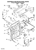 CONTROLS AND REAR PANEL PARTS Diagram and Parts List for 7MNTM5000TT0  Whirlpool Washer