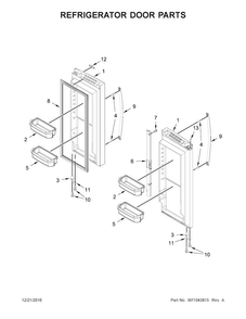 Refrigerator Door Parts Diagram and Parts List for WRF535SWHV00  Whirlpool Refrigerator