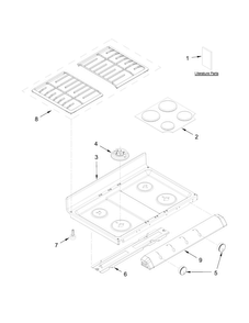 Cooktop Parts Diagram and Parts List for WGG555S0BB04  Whirlpool Range