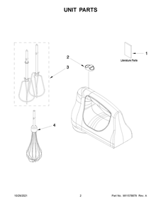 Unit Parts Diagram and Parts List for 5KHM6118BOB0  KitchenAid Mixer