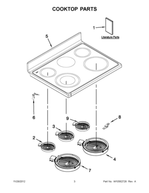 01 - COOKTOP PARTS Diagram and Parts List for YMET8665XB02  Whirlpool Range