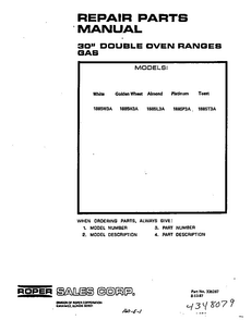 Front Cover Diagram and Parts List for 1885*3A  Roper Range