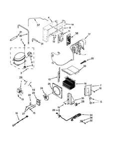 Upper Unit Parts Diagram and Parts List for KSSC42QVS10  KitchenAid Refrigerator