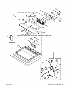 Top And Console Parts Diagram and Parts List for 11078002012  Kenmore Dryer