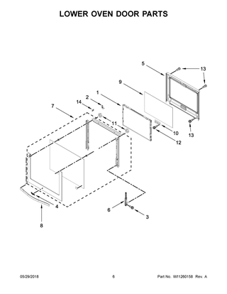 Lower Oven Door Parts Diagram and Parts List for WOD93EC7AB06  Whirlpool Wall Oven