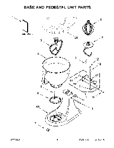 Base And Pedestal Unit Parts Diagram and Parts List for 5KSM150FBEER4  KitchenAid Mixer