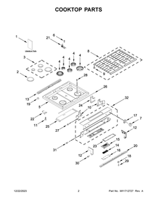 Cooktop Parts Diagram and Parts List for KSGG700EBS7  KitchenAid Range