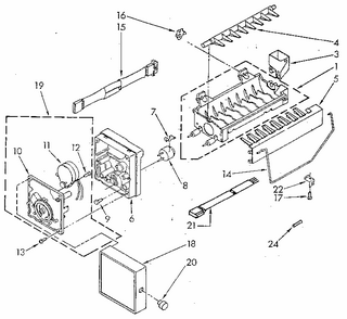 Icemaker Diagram and Parts List for 58RI  Whirlpool Refrigerator