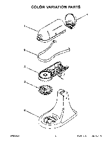 Color Variation Parts Diagram and Parts List for 5K45SSDOB0  KitchenAid Mixer