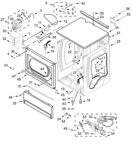 Upper Cabinet And Front Panel Parts Diagram and Parts List for MLG27PRFWW0  Whirlpool Dryer