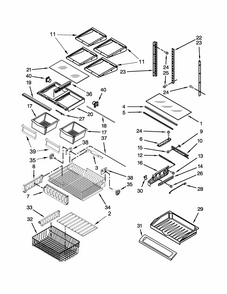 Shelf Parts Diagram and Parts List for IX7HHEXDSM00  Whirlpool Refrigerator