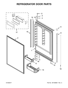 Refrigerator Door Parts Diagram and Parts List for KBBR206EPA01  KitchenAid Refrigerator