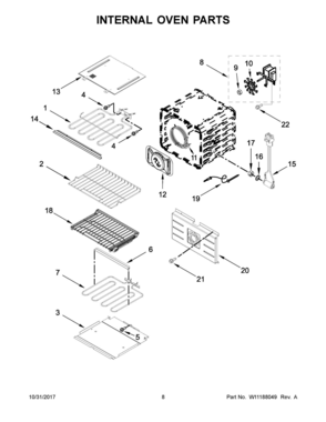 05 - INTERNAL OVEN PARTS Diagram and Parts List for JJW2430DB02  Whirlpool 