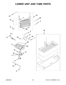 Lower Unit And Tube Parts Diagram and Parts List for KBFN502EPA05  KitchenAid Refrigerator
