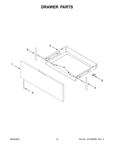 Drawer Parts Diagram and Parts List for WFG525S0JS6  Whirlpool Range