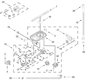 Pump, Washarm And Motor Parts Diagram and Parts List for MDTS7024SZ0  Whirlpool Dishwasher
