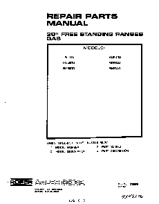 Cover Page-text Only Diagram and Parts List for F6858*0  Roper Range