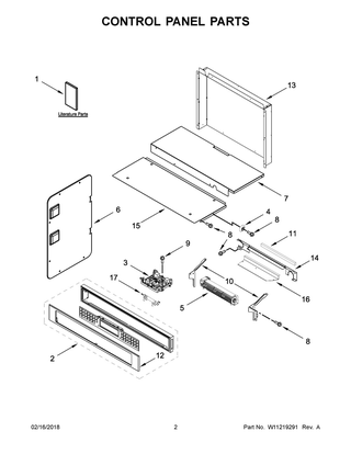 Control Panel Parts Diagram and Parts List for KOCE507EBS03  Whirlpool Microwave Oven Combo