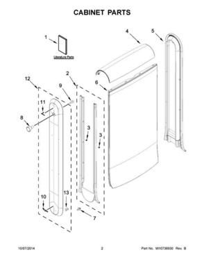 Part Location Diagram of W10640999 Whirlpool TRIM