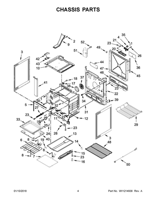 Chassis Parts Diagram and Parts List for YWEE750H0HB0  Whirlpool Range