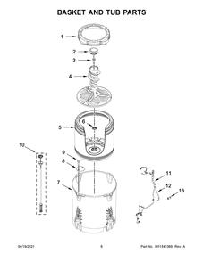 Basket And Tub Parts Diagram and Parts List for MVW6230RHW2  Whirlpool Washer