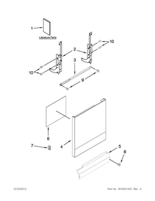 Door And Panel Parts Diagram and Parts List for WDF310PLAD4  Whirlpool Dishwasher