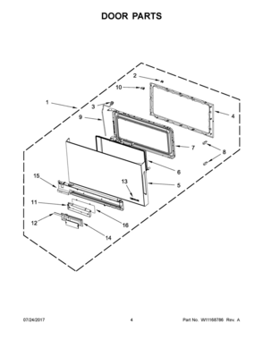 03 - DOOR PARTS Diagram and Parts List for JMV9196CS2  Whirlpool Microwave Oven Combo