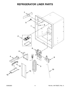 Refrigerator Liner Parts Diagram and Parts List for WRX735SDHV09  Whirlpool Refrigerator