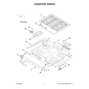Cooktop Parts Diagram and Parts List for WFGS5730SZ0  Whirlpool Range