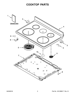 Cooktop Parts Diagram and Parts List for WFE525S0HV1  Whirlpool Range