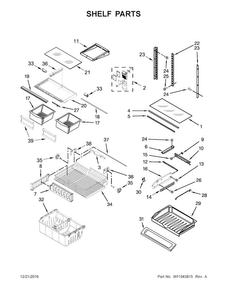 Shelf Parts Diagram and Parts List for WRF535SWHV00  Whirlpool Refrigerator